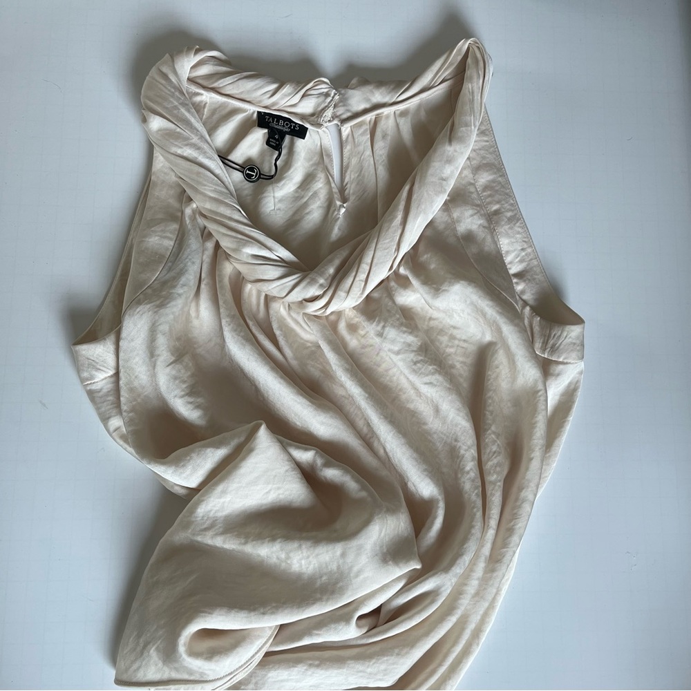 Talbots Cream Ruched Blouse - Picture 2 of 12